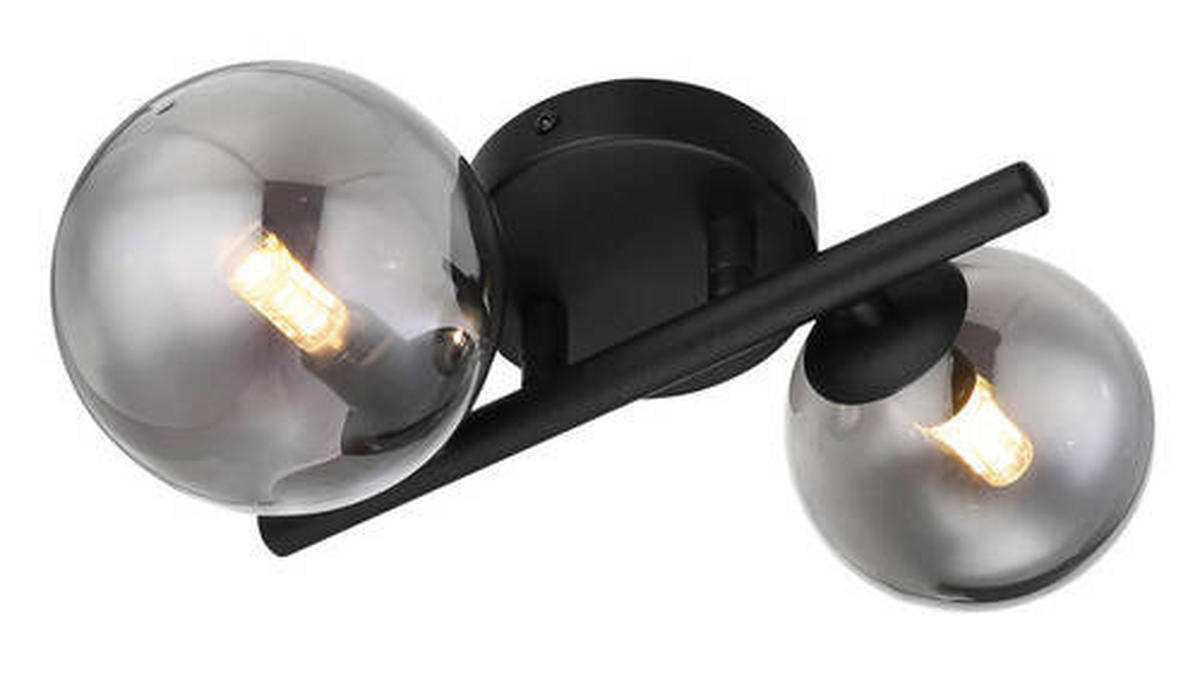 LED-WANDLEUCHTE - Schwarz, Design, Glas/Metall (24/25/12,5cm) - Globo