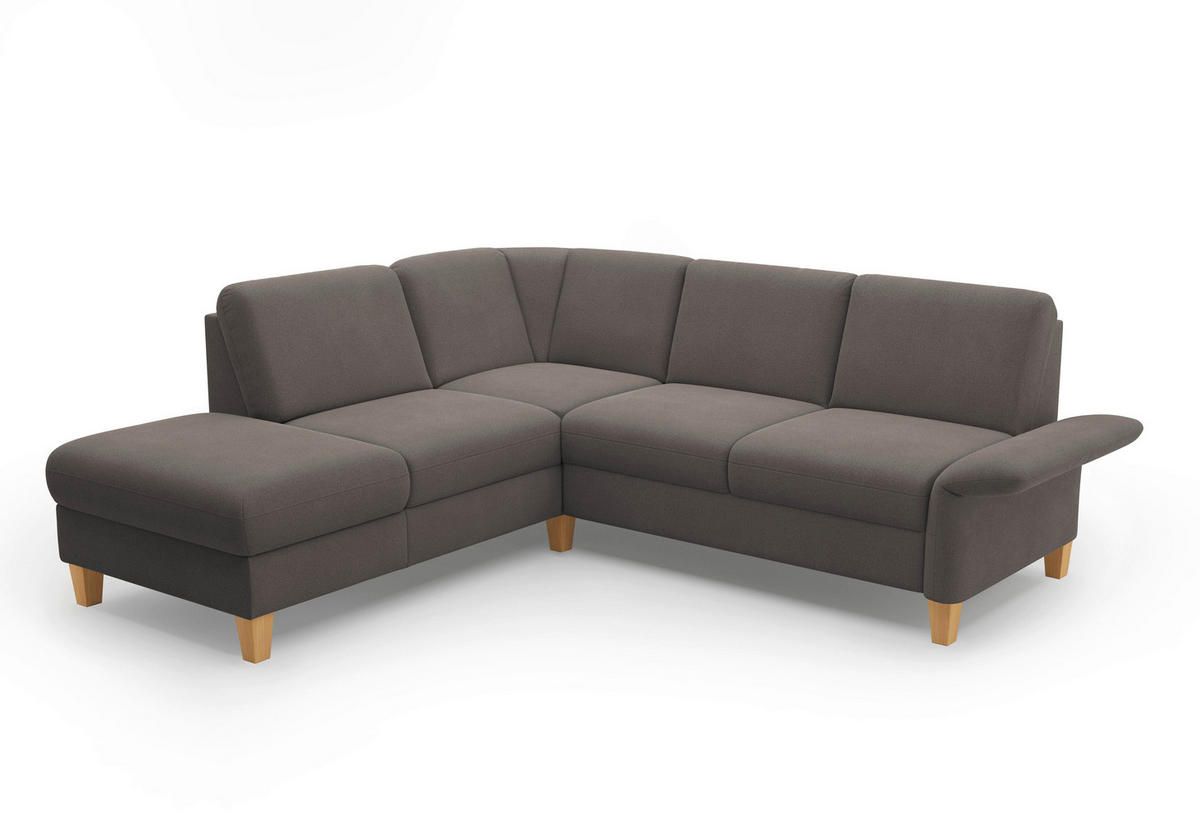 ECKSOFA ROCHELLE E Graphitfarben Flachgewebe  - Eichefarben/Graphitfarben, KONVENTIONELL, Holz/Textil (216/240cm) - Sit & More