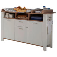 WICKELKOMMODE Adele Weiß, Eiche Artisan  - Edelstahlfarben/Eichefarben, Basics, Holzwerkstoff/Metall (129/100/77cm)