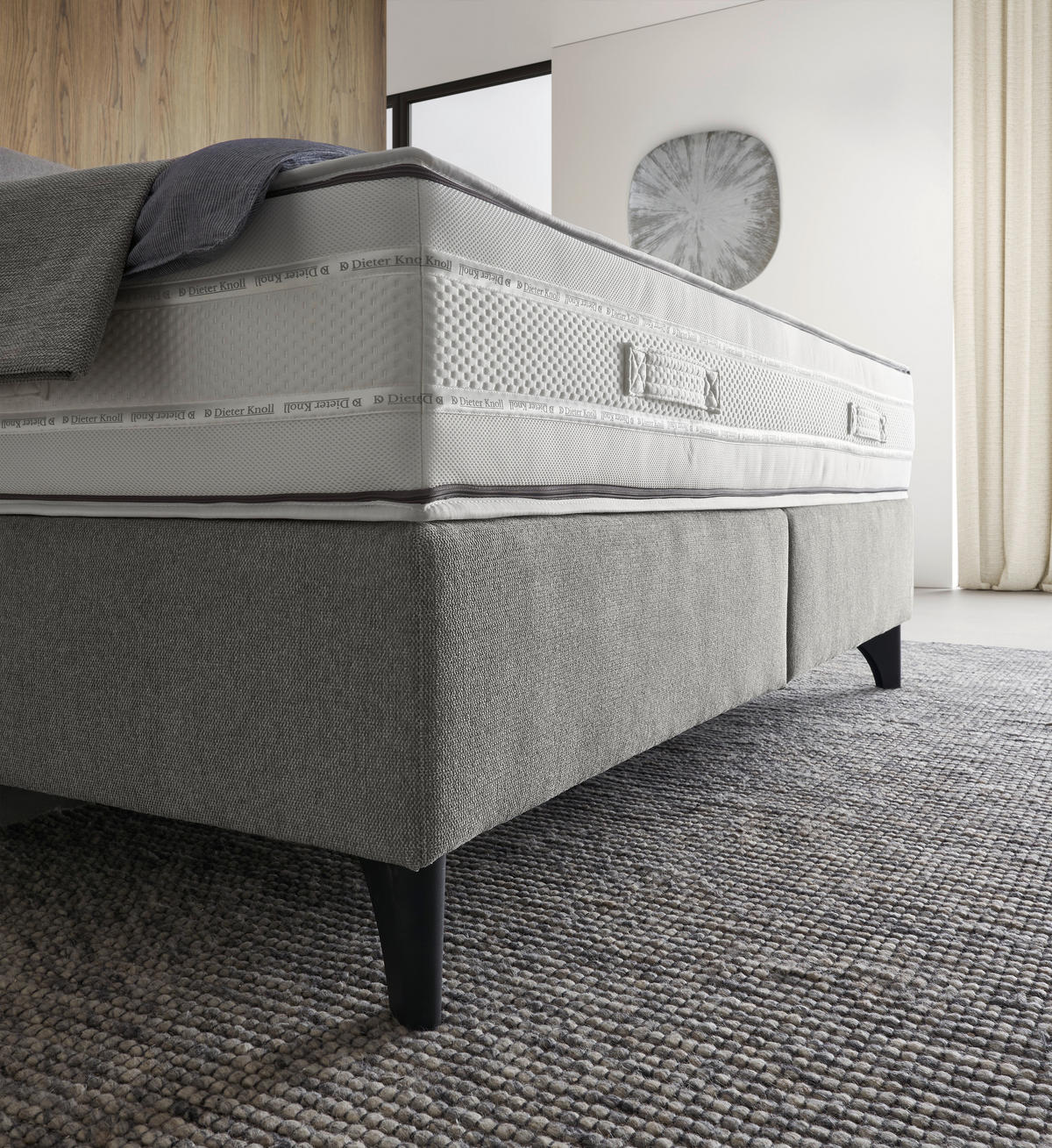BOXSPRINGBETT 180/200 cm  Hellgrau  - Hellgrau/Schwarz, Design, Holz/Holzwerkstoff (180/200cm) - Dieter Knoll