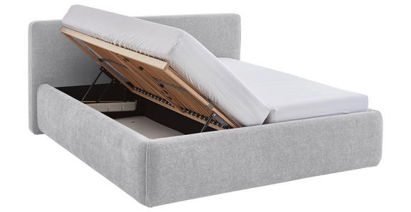 POLSTERBETT 160/200 cm,  in Hellgrau, Bettkasten, Lattenroste,  - Birkefarben/Buchefarben, Design, Holz/Textil (160/200cm) - Xora