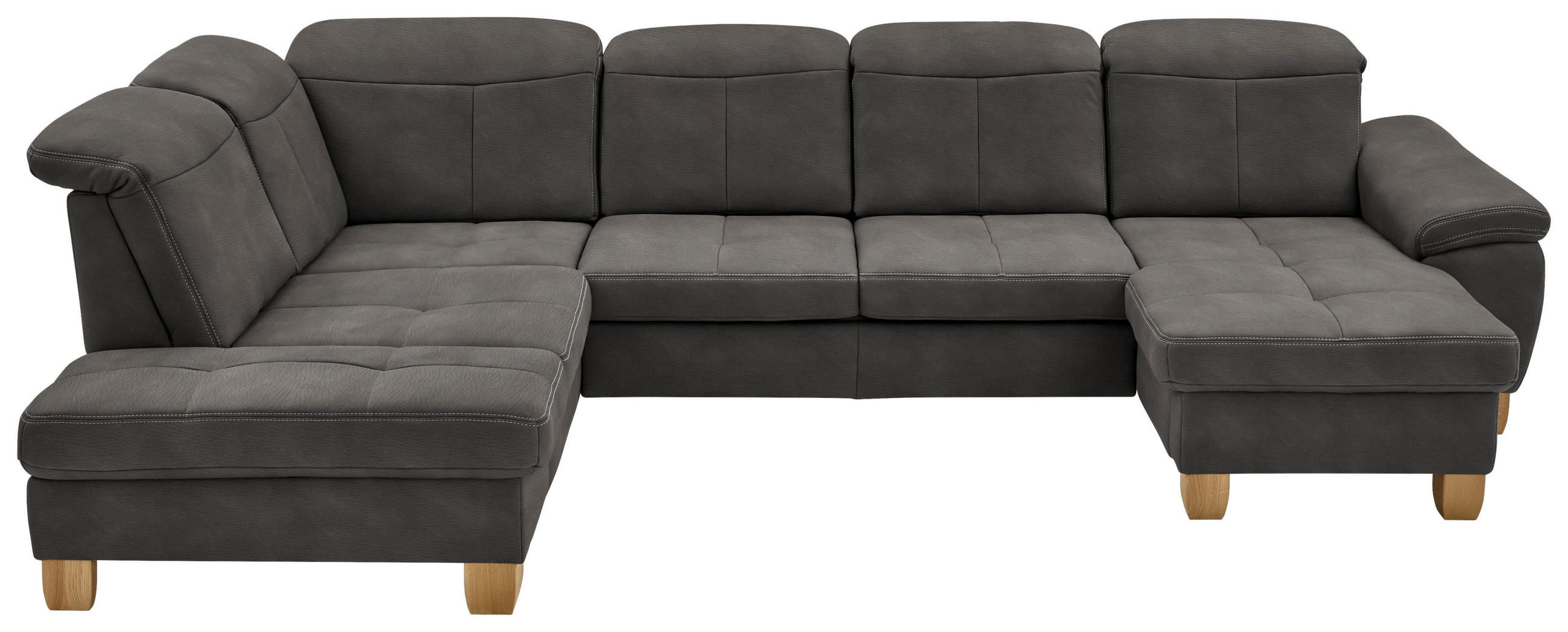 WOHNLANDSCHAFT in Mikrofaser Grau  - Wildeiche/Beige, Konventionell, Holz/Textil (243/343/185cm) - Voleo
