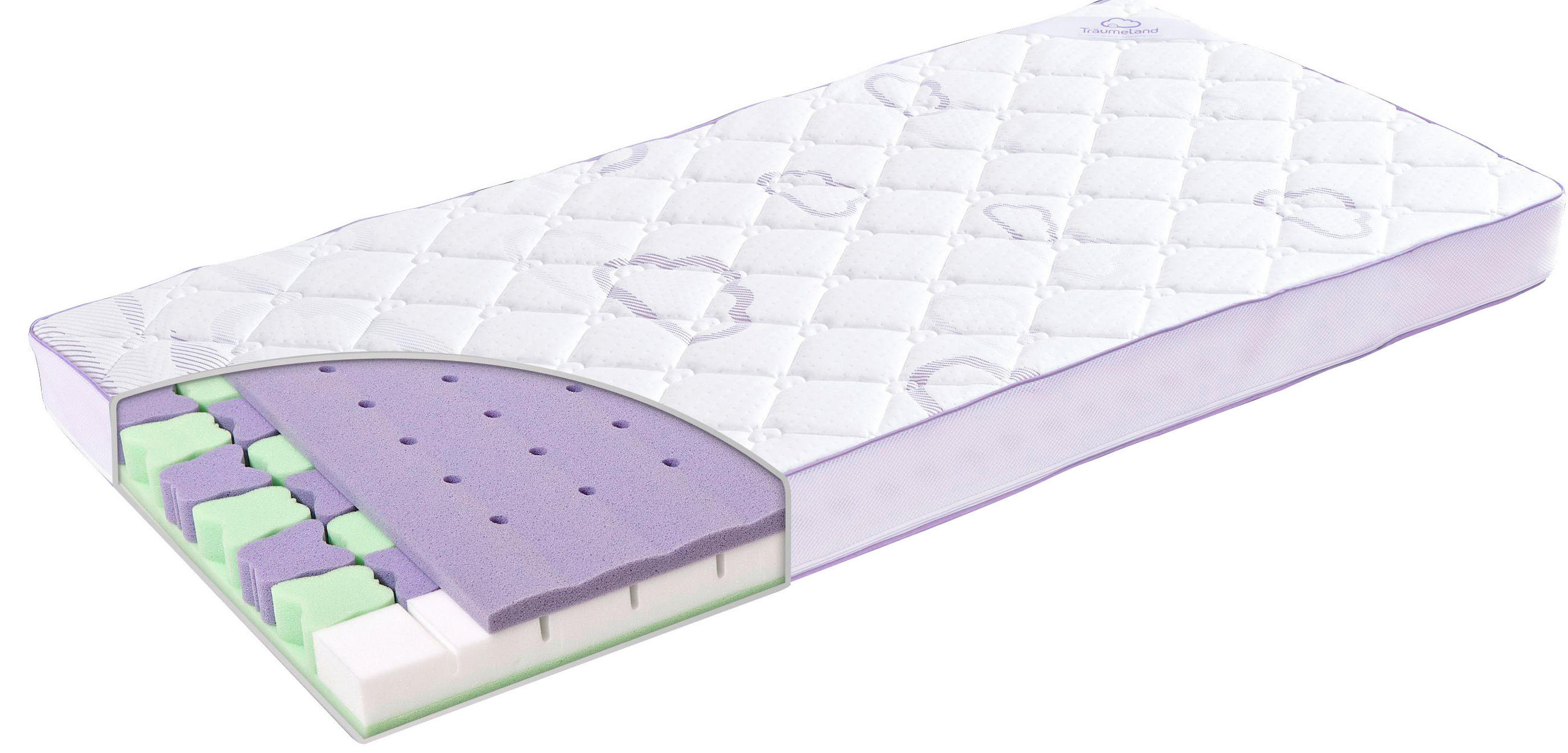 KINDERMATRATZE Schmetterling  70/140 cm    - Violett/Weiß, Basics, Textil (70/140cm) - Träumeland