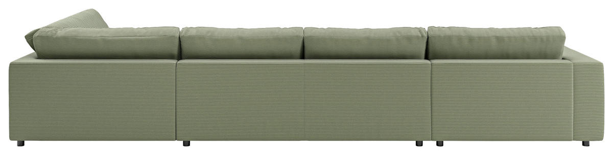WOHNLANDSCHAFT Grün Cord  - Schwarz/Grün, Design, Kunststoff/Textil (190/425/224cm) - Pure Home Lifestyle