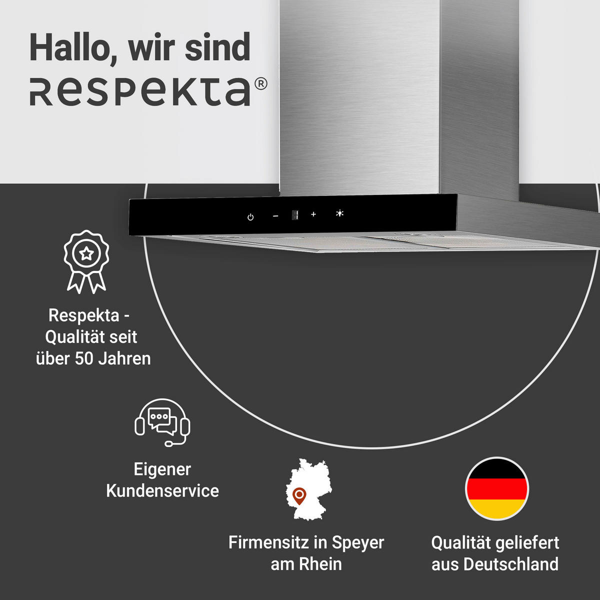 DUNSTABZUGSHAUBE 190030006002-20  - Edelstahlfarben, Basics, Metall (59,5/55-100/50cm) - Respekta