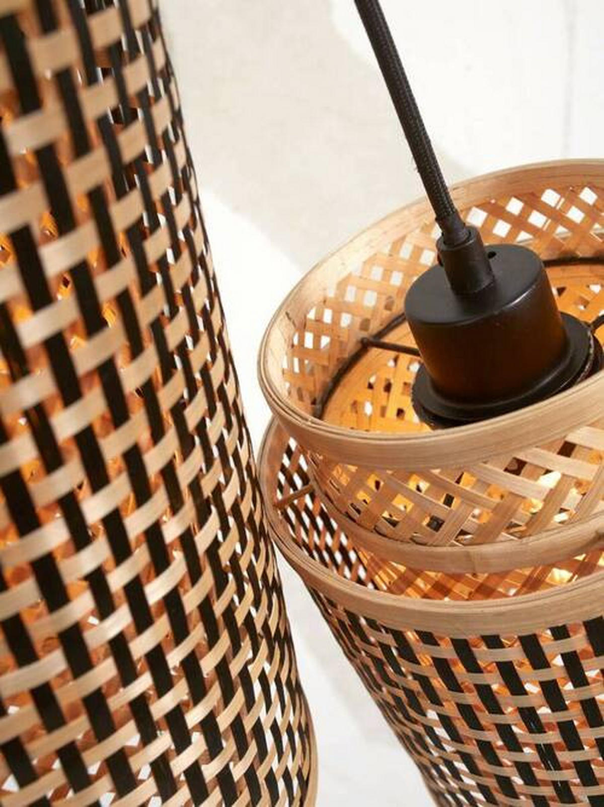 ZÁVESNÉ SVIETIDLO, 38/18/45 cm  - čierna/prírodná farba, Trend, drevo (38/18/45cm) - Good & Mojo