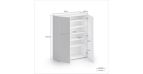 SCHUHSCHRANK in 87/113/34 cm - Schwarz/Weiß, Design, Glas/Holzwerkstoff (87/113/34cm) - Voleo