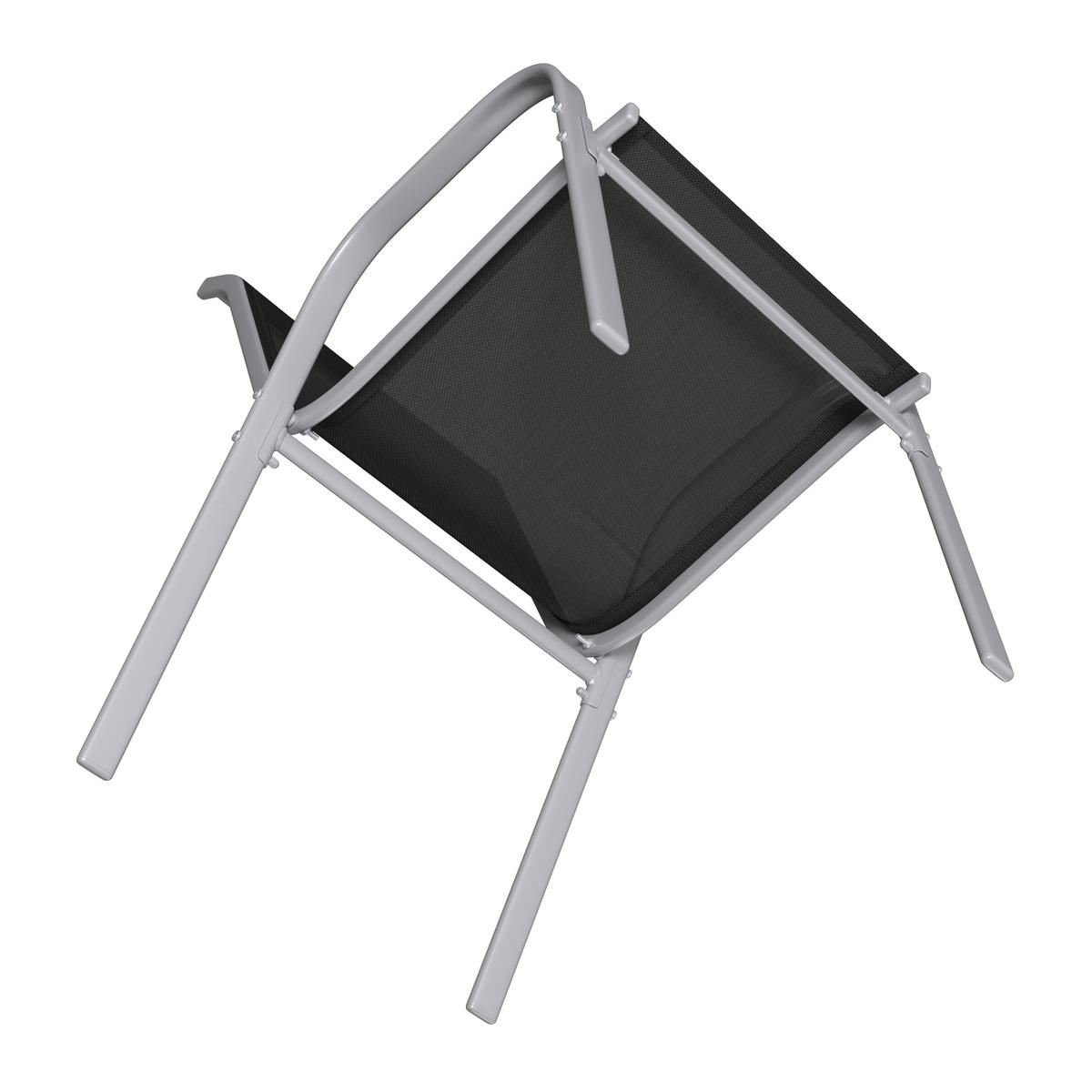 GARTENSESSEL-SET Eisen Schwarz, Silberfarben  - Silberfarben/Schwarz, MODERN, Textil/Metall (54/94/73cm) - Ambia Garden