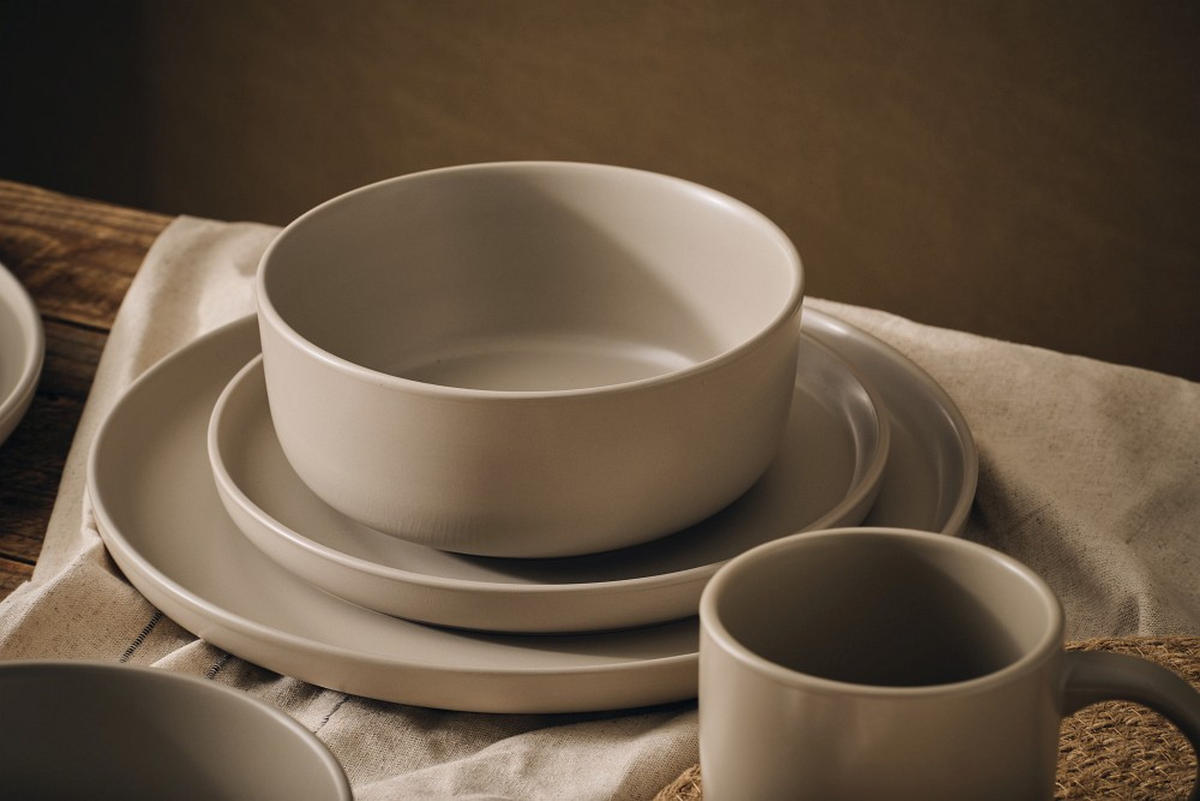 KOMBISERVICE Taupe Salerno 16-teilig 4 Personen  - Taupe, Trend, Keramik - Novel