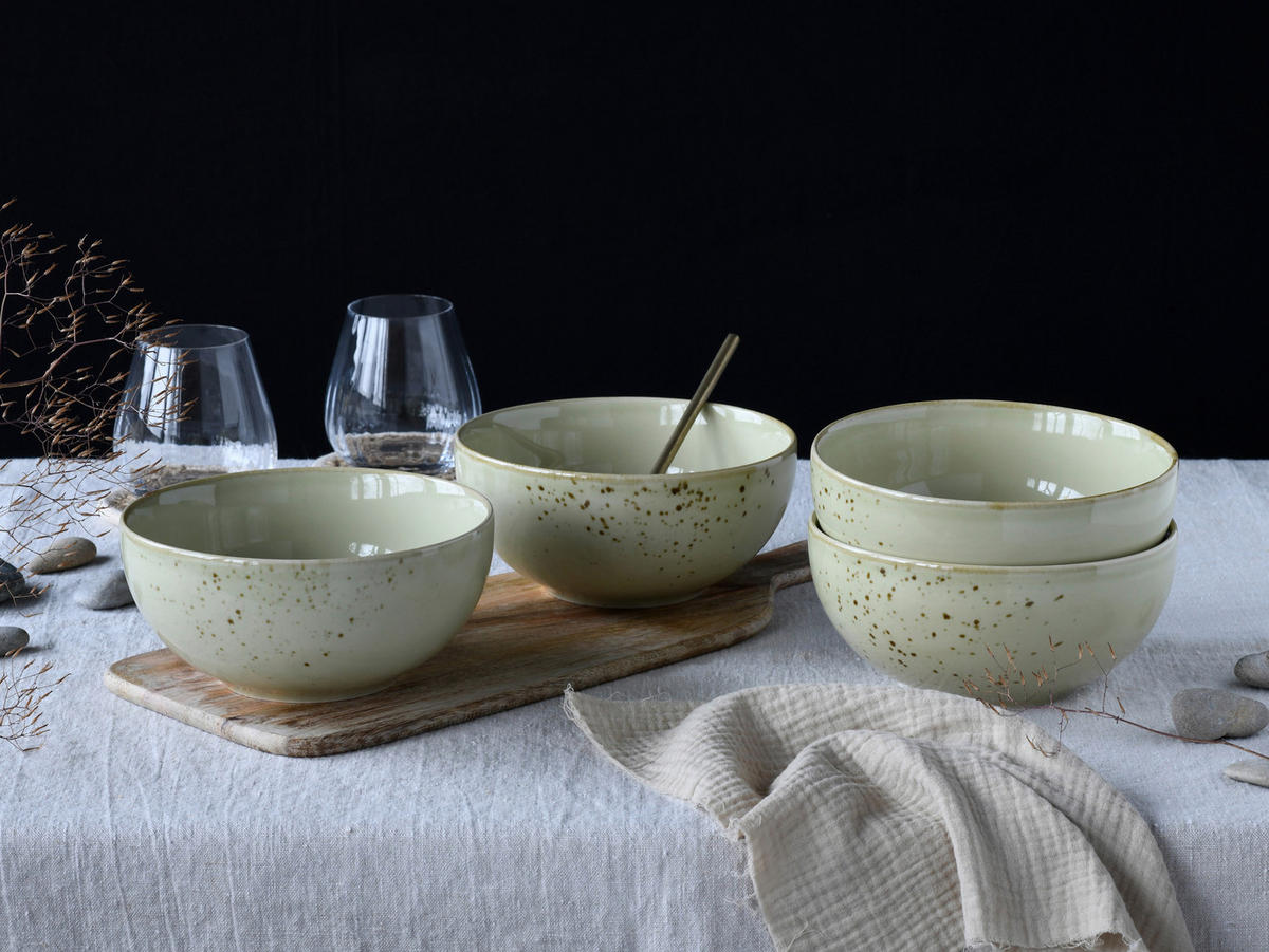 SCHÜSSELSET Nature Collection 4-teilig  - Salbeigrün, Design, Keramik - Creatable