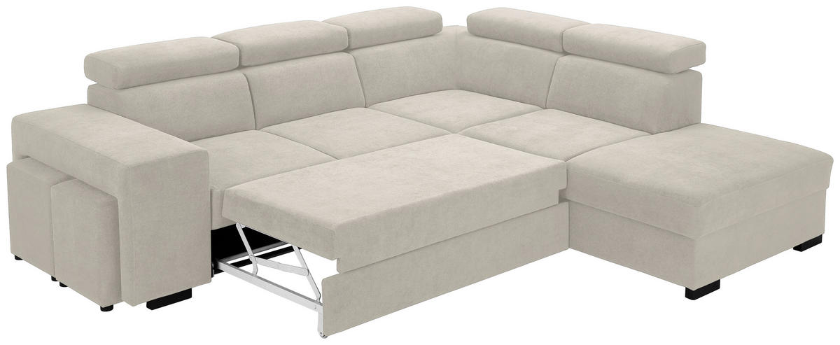ECKSOFA Creme Webstoff  - Creme/Schwarz, KONVENTIONELL, Holz/Textil (283/244cm) - Carryhome