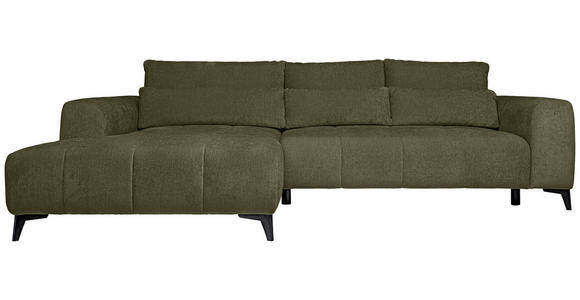ECKSOFA  in Chenille Olivgrün  222/279 cm  - Schwarz/Olivgrün, KONVENTIONELL, Kunststoff/Textil (222/279cm) - Hom`in