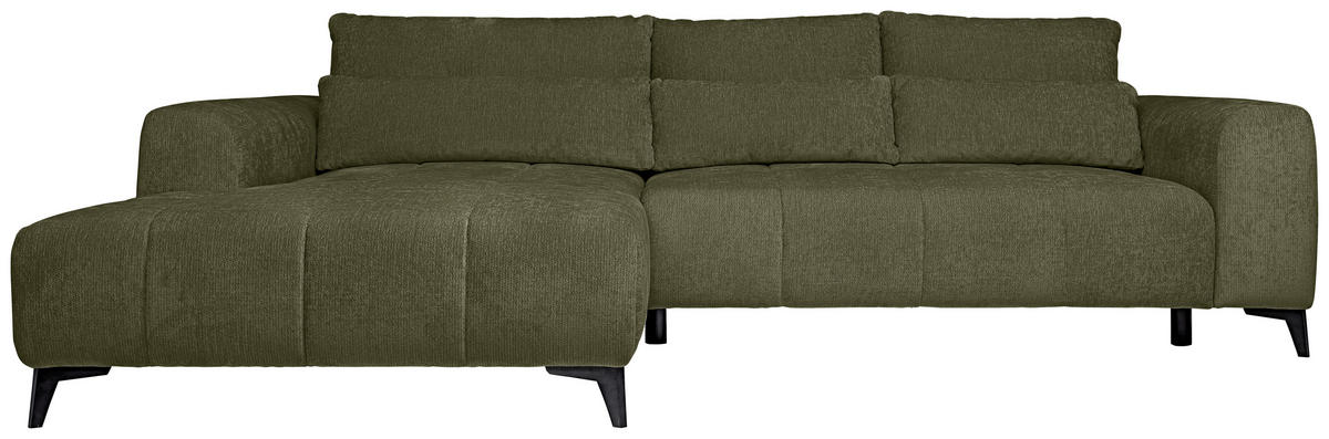 HÖRNSOFFA i chenille olivgrön  - olivgrön/svart, Klassisk, textil/plast (222/279cm) - MID.YOU