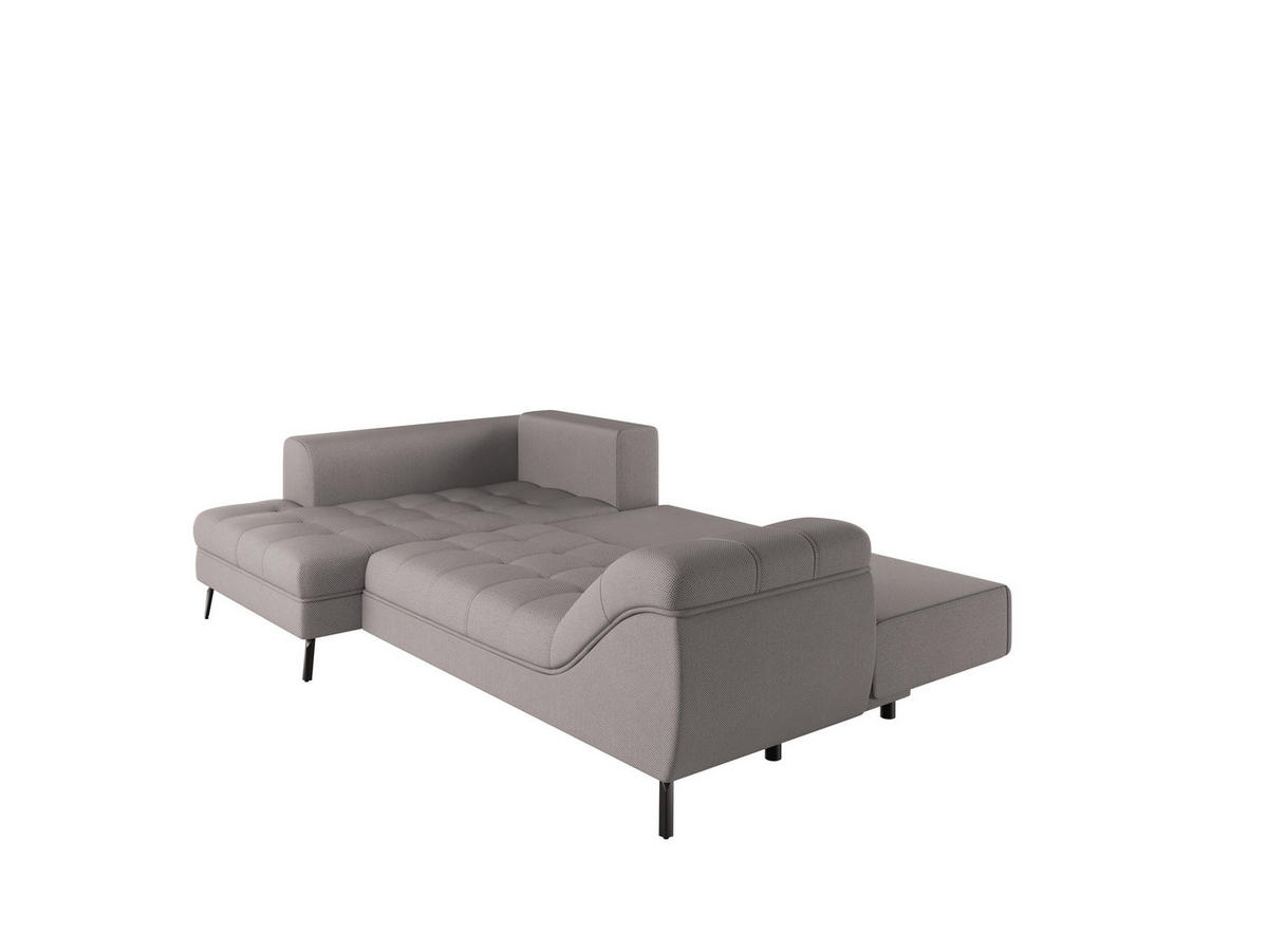 Ecksofa inkl. Funktionen in Webstoff Graubraun  - Graubraun/Schwarz, Modern, Textil/Metall (177/279cm) - Stylife