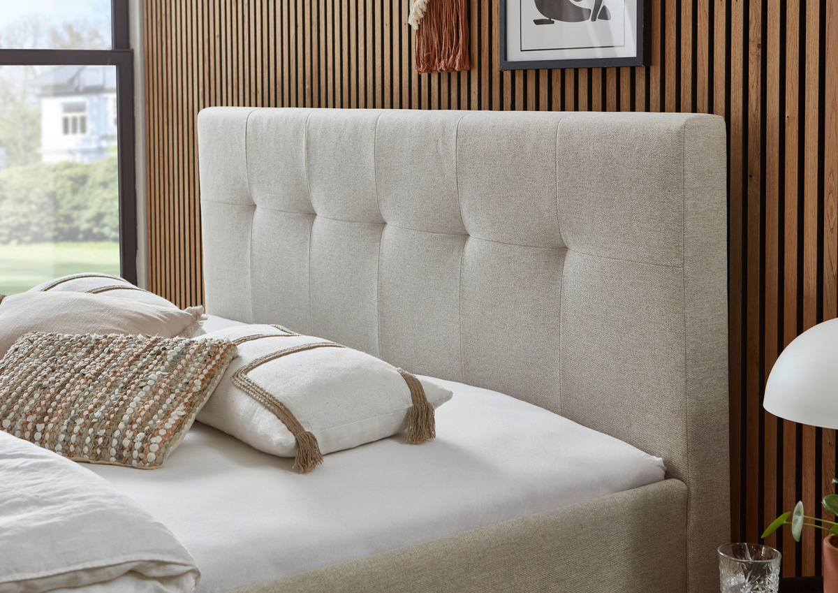 POLSTERBETT 180/200 cm  in Sandfarben  - Sandfarben, MODERN, Holz/Textil (180/200cm) - Livetastic