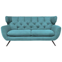 CHESTERFIELD-SOFA Cord Petrol  - Petrol/Schwarz, MODERN, Textil/Metall (160/94/95cm) - Pure Home Lifestyle
