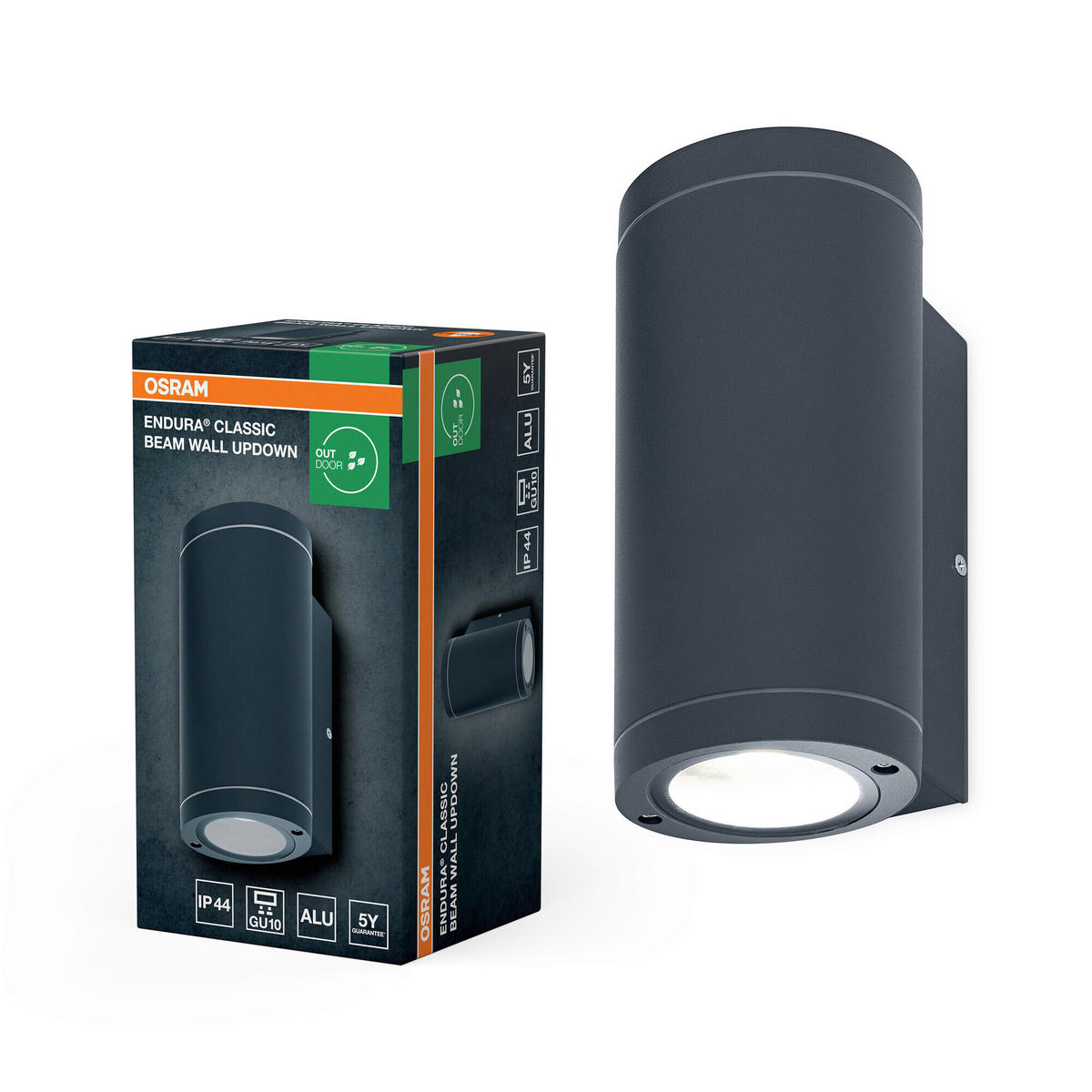 AUßENLEUCHTE 10,4/9,2/20 cm   - Dunkelgrau, Basics, Glas/Metall (10,4/9,2/20cm) - Osram