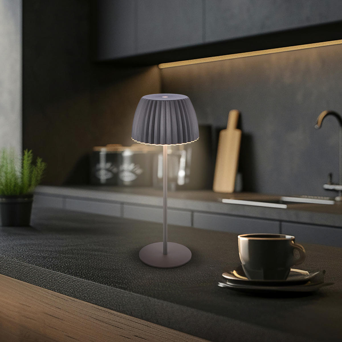 AKKU-TISCHLEUCHTE 14,5/36,5 cm  - Schwarz, Basics, Kunststoff/Metall (14,5/36,5cm)