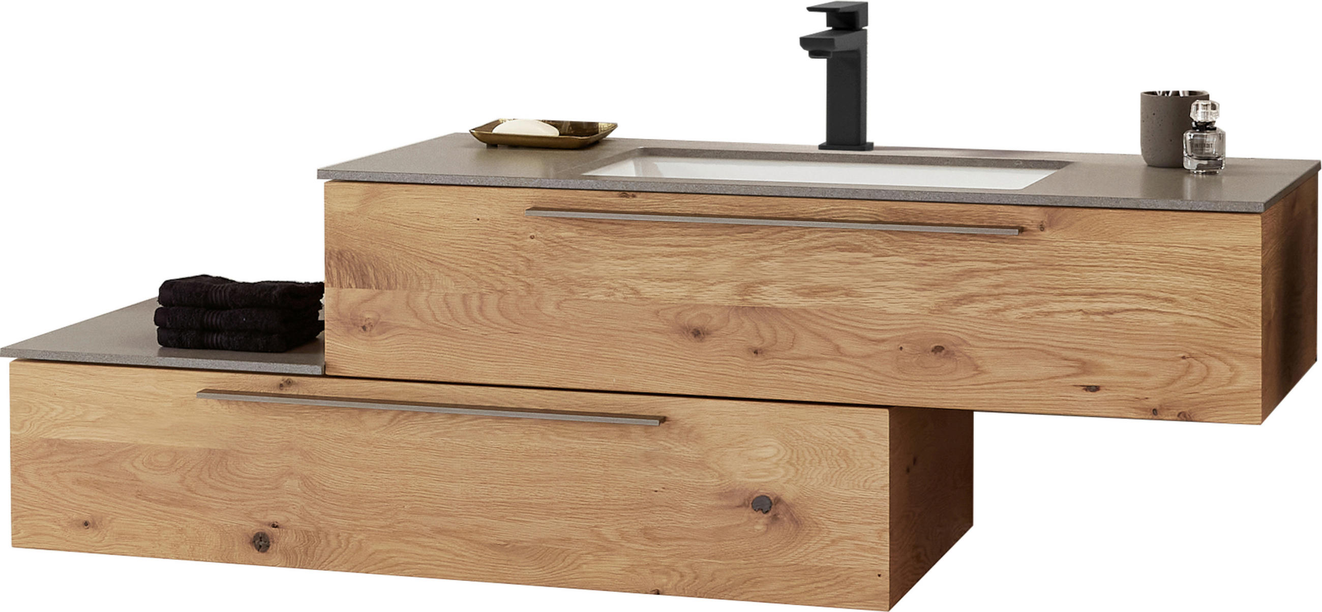 WASCHTISCHKOMBI 154,1 cm  - Eichefarben/Titanfarben, MODERN, Holz/Keramik (154,1cm) - Valdera