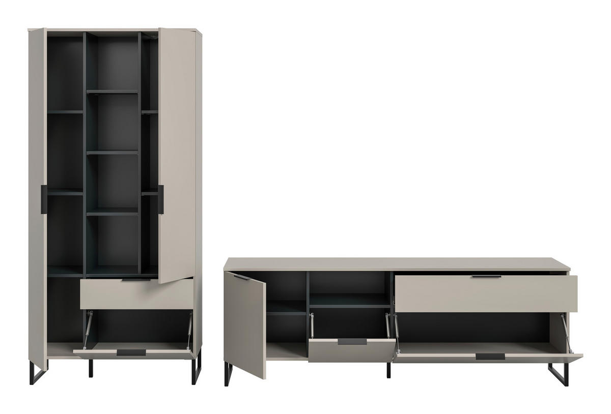 REGAL ZA DNEVNI BORAVAK kašmir   - kašmir/crna, Design, drvni materijal/metal (290/192/41cm) - Livetastic