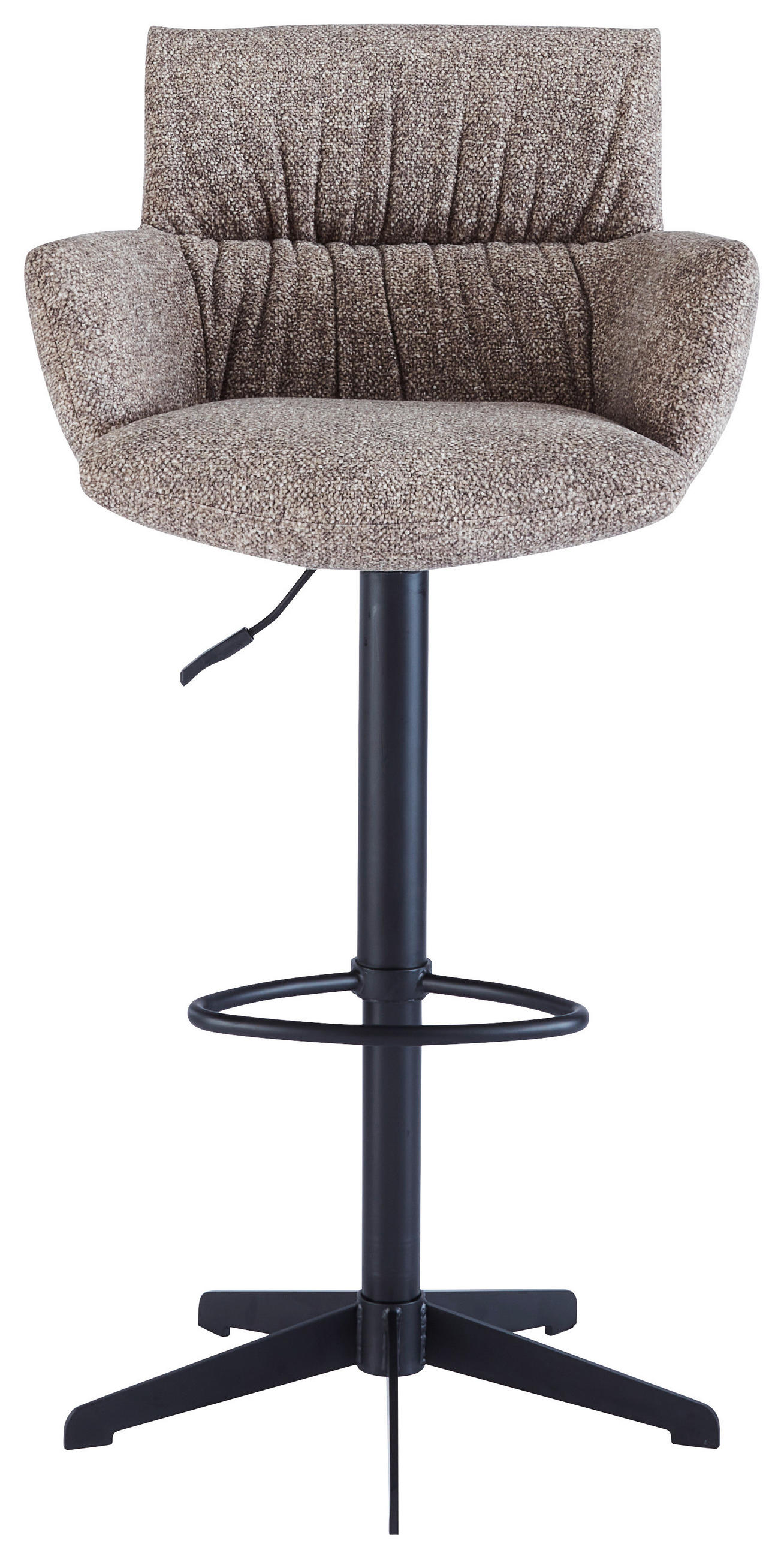 BARHOCKER Leinenoptik Cappuccino Eisen Sitzfläche 360° drehbar, automatische Rückholfunktion  - Schwarz/Cappuccino, Design, Textil/Metall (58/88-112/58cm) - Dieter Knoll