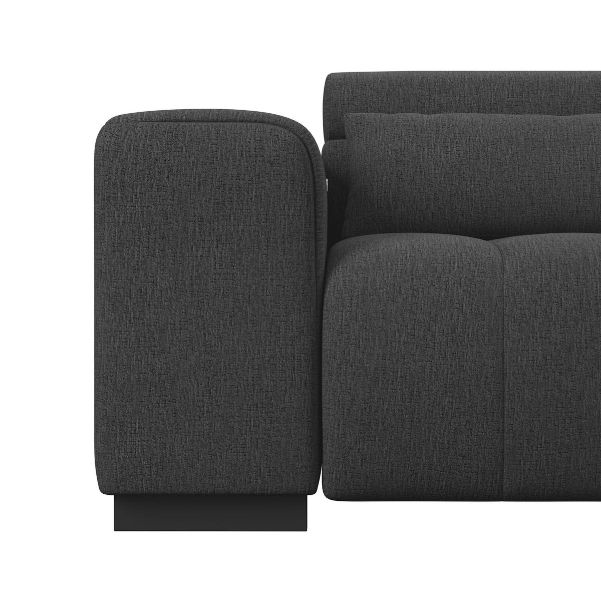 ECKSOFA MATERA Graphitfarben Chenille, Struktur Nierenkissen, Kopfteilverstellung, Sitzvorzug  - Schwarz/Graphitfarben, Trend, Holz/Textil (311/226cm) - MID.YOU