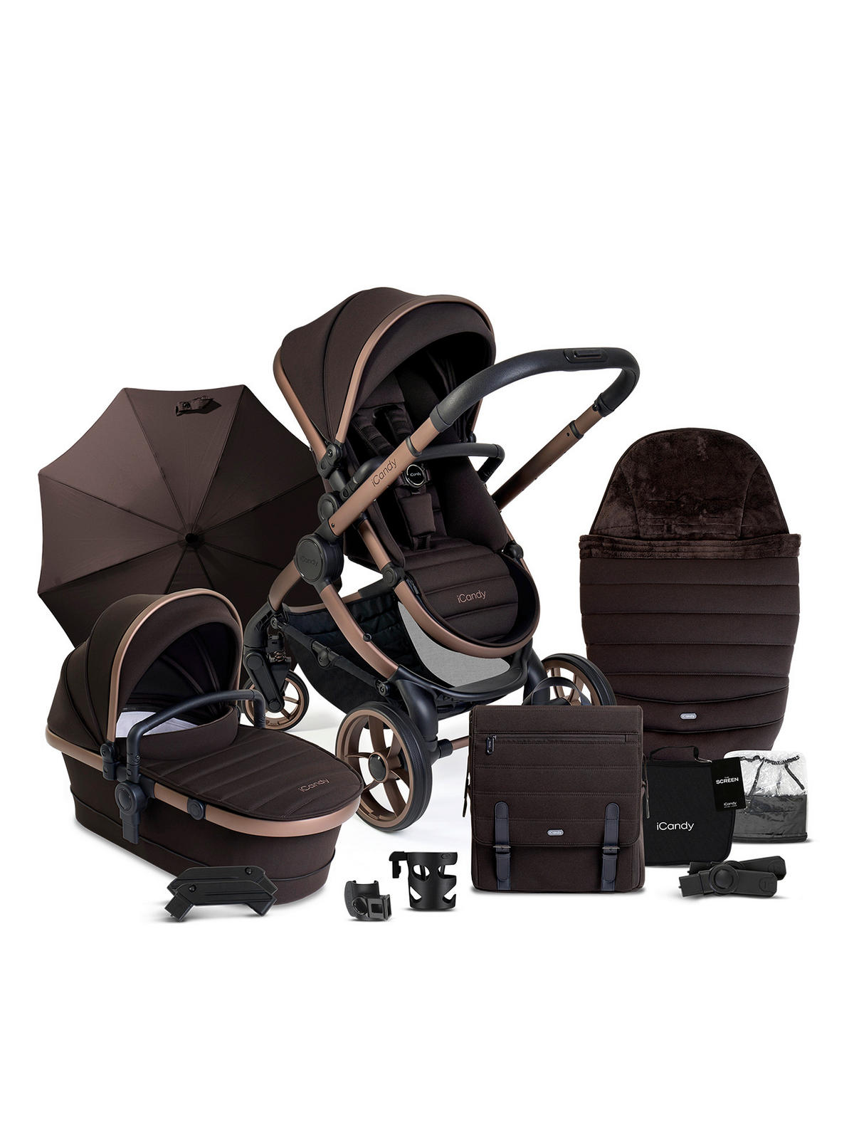 DEČJA KOLICA  Peach 7  - braon, Osnovno, metal (105cm) - ICANDY