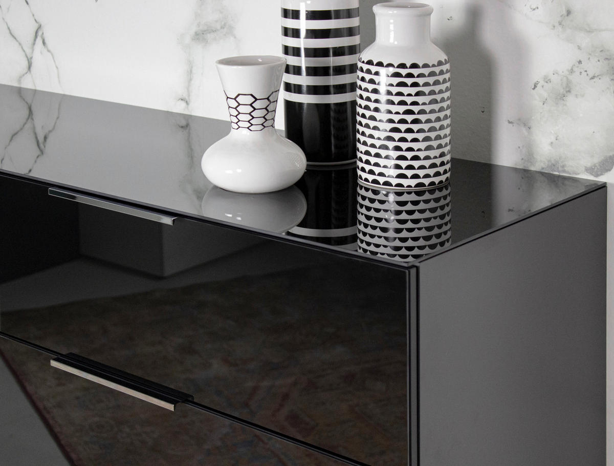 KOMODA, černá, 83/102/42 cm - barvy stříbra/černá, Moderní, kov/kompozitní dřevo (83/102/42cm) - Premium Living