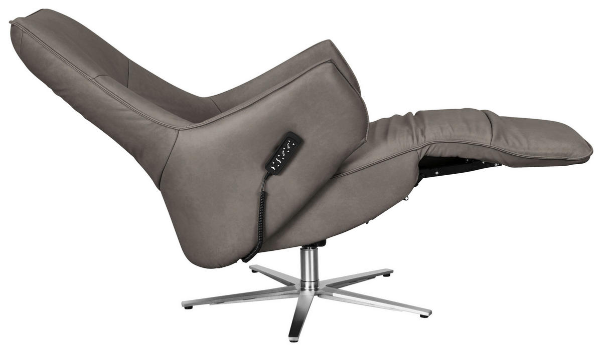 RELAXSESSEL in Leder Graubraun  - Edelstahlfarben/Graubraun, Design, Leder/Metall (70/120/88cm) - Himolla Komfortklass