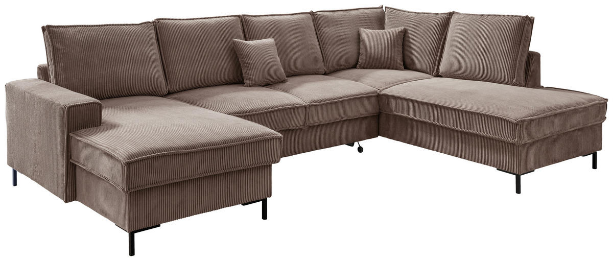 SJEDEĆA GARNITURA tekstil  sivo-smeđa   - sivo-smeđa/crna, Moderno, tekstil/metal (150/309/198cm) - MID.YOU