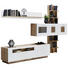 Wohnwand in Eichefarben, Weiß - Chromfarben/Eichefarben, Modern, Glas/Holzwerkstoff (318/194/46cm) - Hom`in Wohnwand in Eichefarben, Weiß - Chromfarben/Eichefarben, Modern, Glas/Holzwerkstoff (318/194/46cm) - Hom`in
