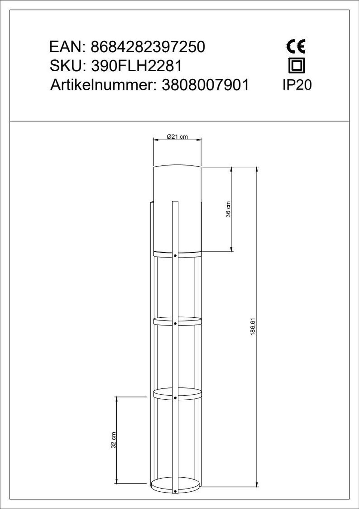 STEHLEUCHTE 21/135 cm    - Creme/Schwarz, Design, Holzwerkstoff/Kunststoff (21/135cm) - P & B