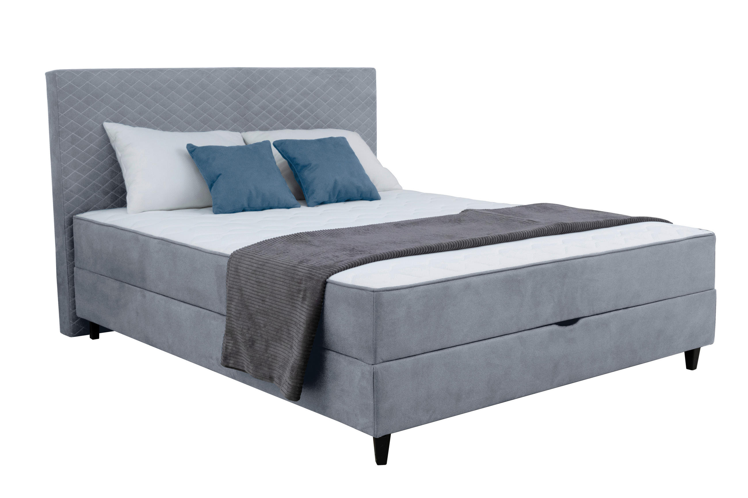 BOXBETT 120/200 cm,  in Blau, Matratze, Bettkasten, H4 = sehr fest  - Blau/Schwarz, KONVENTIONELL, Kunststoff/Textil (120/200cm) - Boxxx
