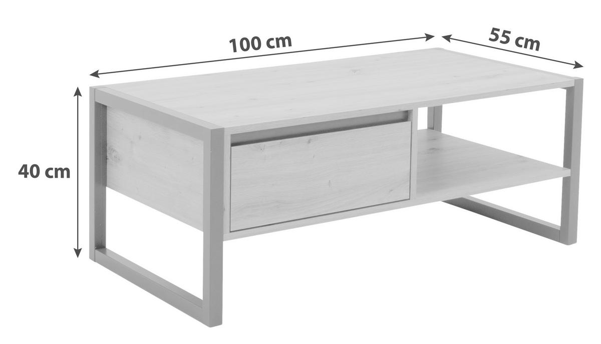 COUCHTISCH in Holzwerkstoff 100/55/40 cm  - Eichefarben/Anthrazit, Konventionell, Holzwerkstoff (100/55/40cm) - MID.YOU