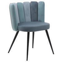 STUHL Samt Blau, Türkis  - Türkis/Blau, Design, Textil/Metall (58,5/79/55,5cm) - home24