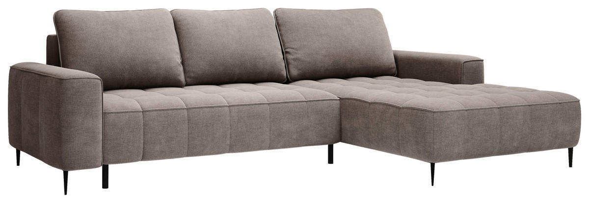 ECKSCHLAFSOFA Florence in Velours Taupe  - Taupe/Schwarz, Basics, Textil/Metall (280/166cm) - Livetastic