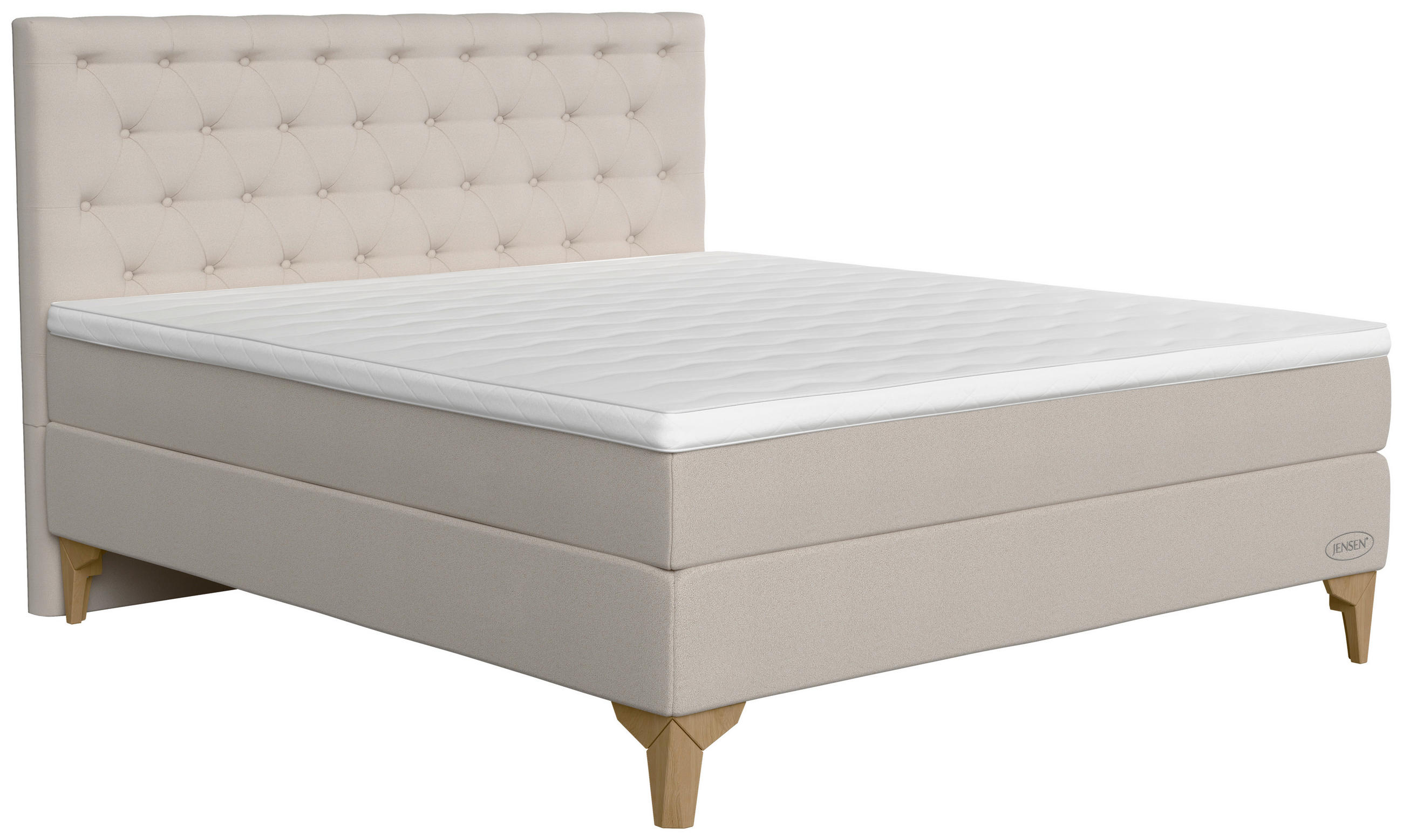 BOXSPRINGBETT 180/200 cm  in Sandfarben  - Sandfarben/Eichefarben, KONVENTIONELL, Holz/Textil (180/200cm) - Jensen