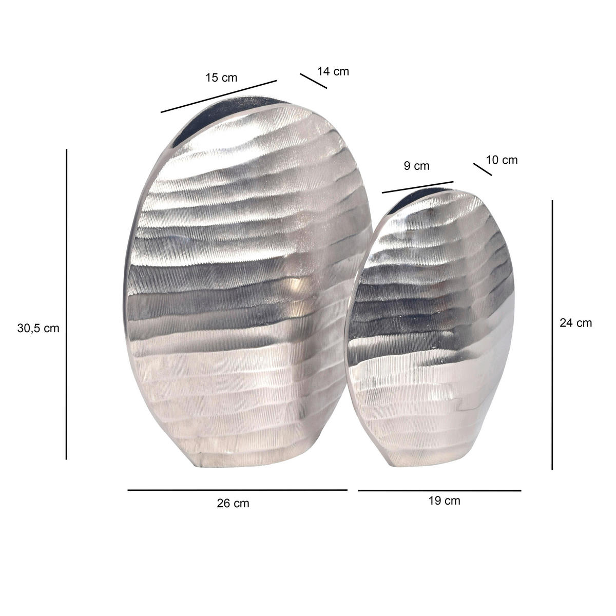 DEKOVASE  - Silberfarben, Design, Metall (26/30,5/14cm) - Livetastic