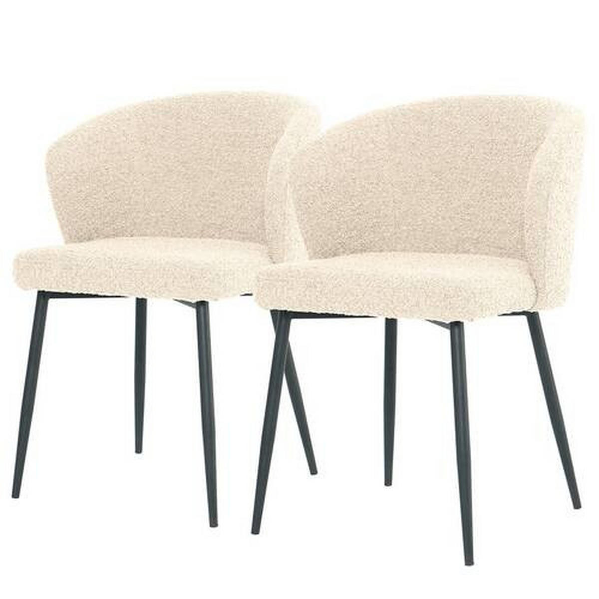 STUHL  in Eisen Bouclé Metall, Textil  - Creme/Schwarz, LIFESTYLE, Textil/Metall (57/82/59cm) - home24