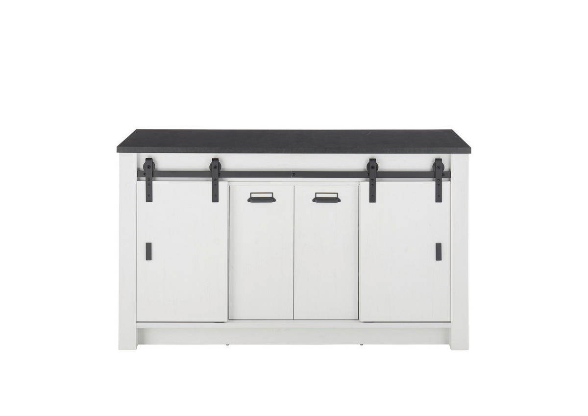 SPÜLENUNTERSCHRANK 161/93/64 cm  in Anthrazit, Weiß  - Anthrazit/Schwarz, Trend, Holzwerkstoff/Metall (161/93/64cm) - MID.YOU