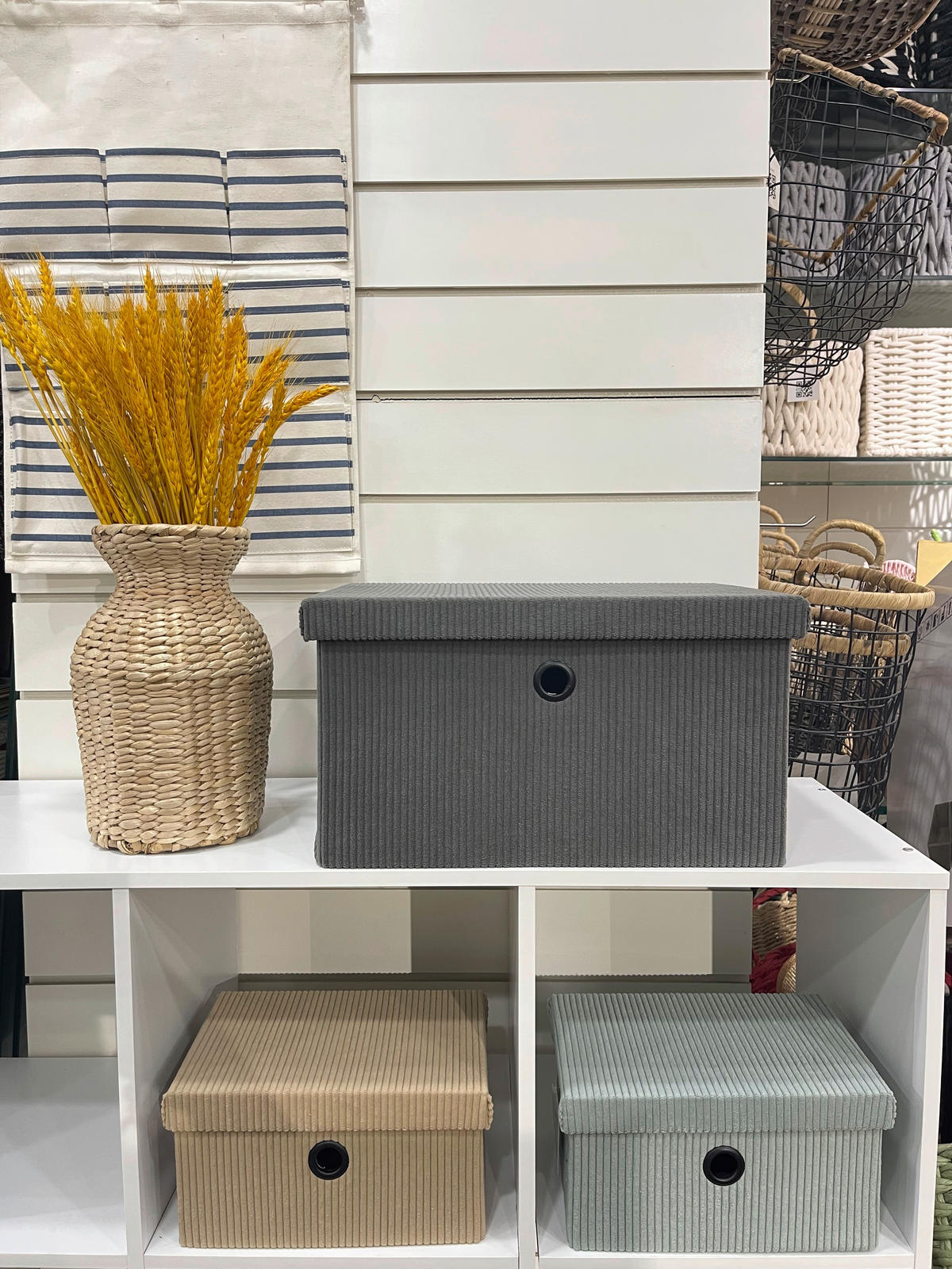 KUTIJA ZA ODLAGANJE  38/27/38 cm       - svetlosiva, Osnovno, tekstil (38/27/38cm)