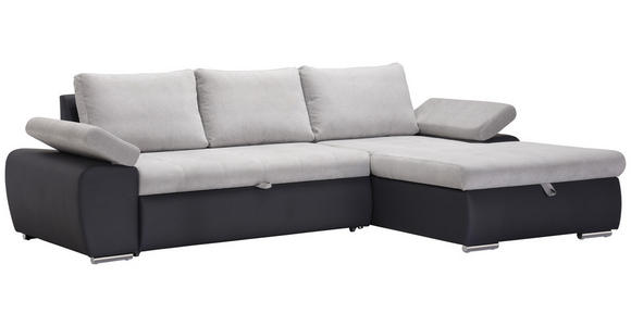 ECKSOFA in Flachgewebe Hellgrau, Dunkelgrau  - Dunkelgrau/Hellgrau, Design, Kunststoff/Textil (271/175cm) - Xora