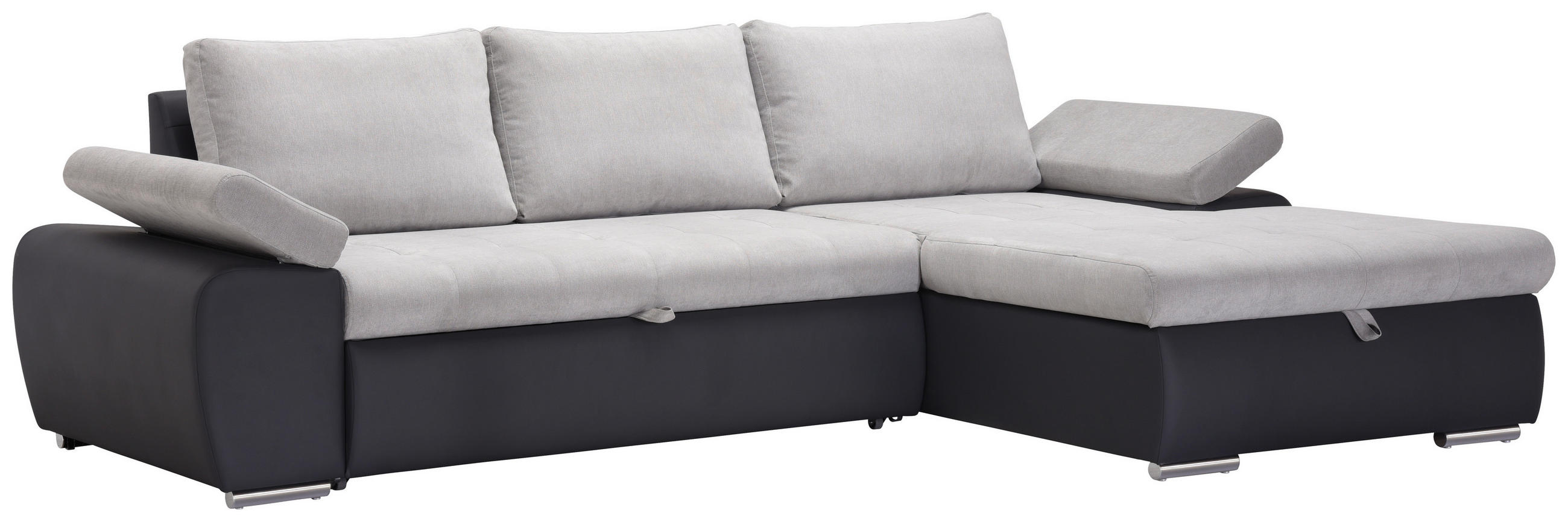 ROHOVÁ SEDACIA SÚPRAVA, textil, svetlosivá, tmavosivá - svetlosivá/niklová, Design, textil/plast (271/175cm) - Xora