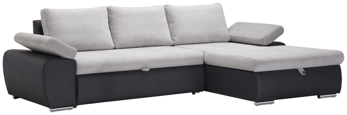 ECKSOFA Grau, Dunkelgrau Flachgewebe  - Dunkelgrau/Grau, Design, Kunststoff/Textil (271/175cm) - MID.YOU