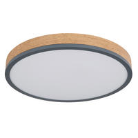 LED-DECKENLEUCHTE DORO 45/8,5 cm   - Dunkelbraun/Opal, KONVENTIONELL, Holzwerkstoff/Kunststoff (45/8,5cm) - Globo