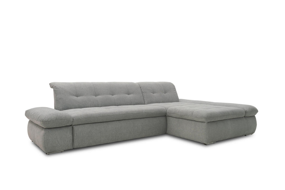 ECKSOFA Grau Mikrofaser  - Chromfarben/Grau, KONVENTIONELL, Textil/Metall (300/172cm) - MID.YOU