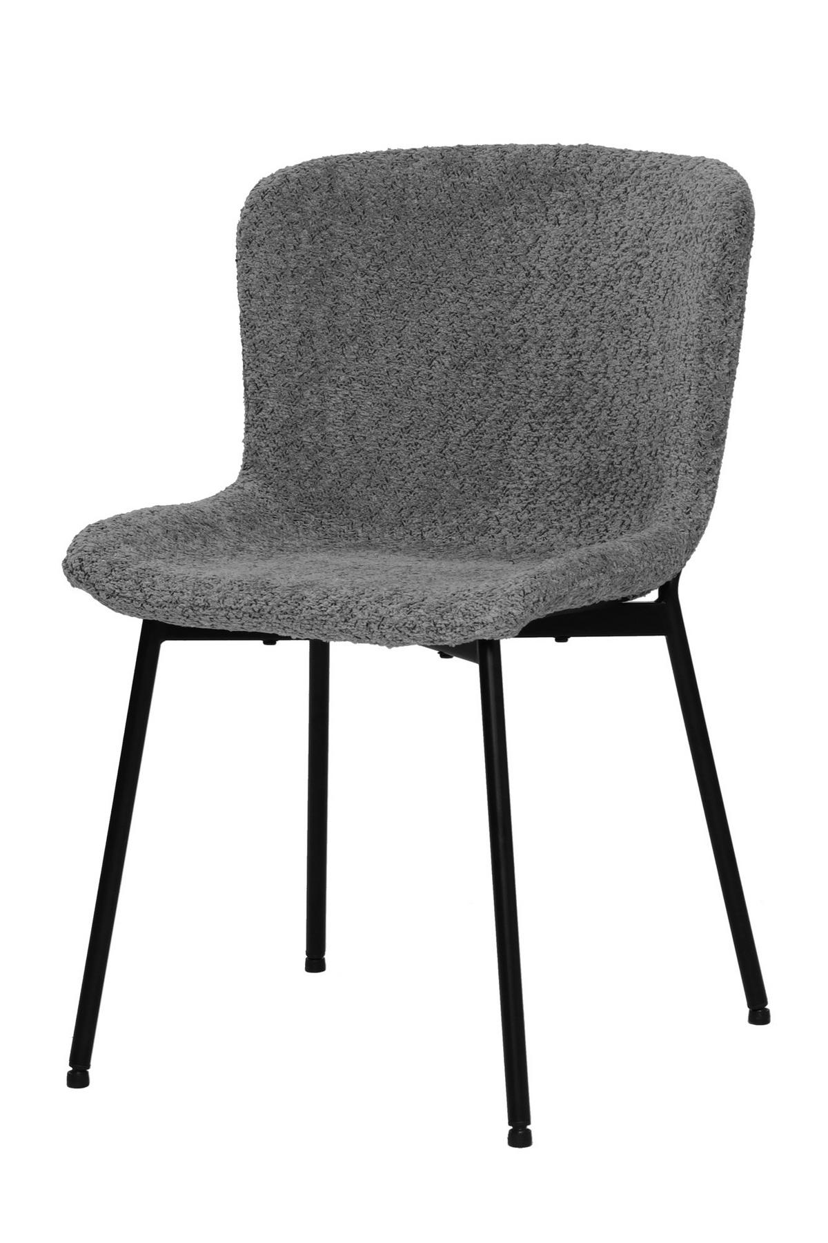 STUHL-SET 2 Stück  Bouclé  Grau, Schwarz  - Schwarz/Grau, MODERN, Textil/Metall (48/83/59cm) - MID.YOU