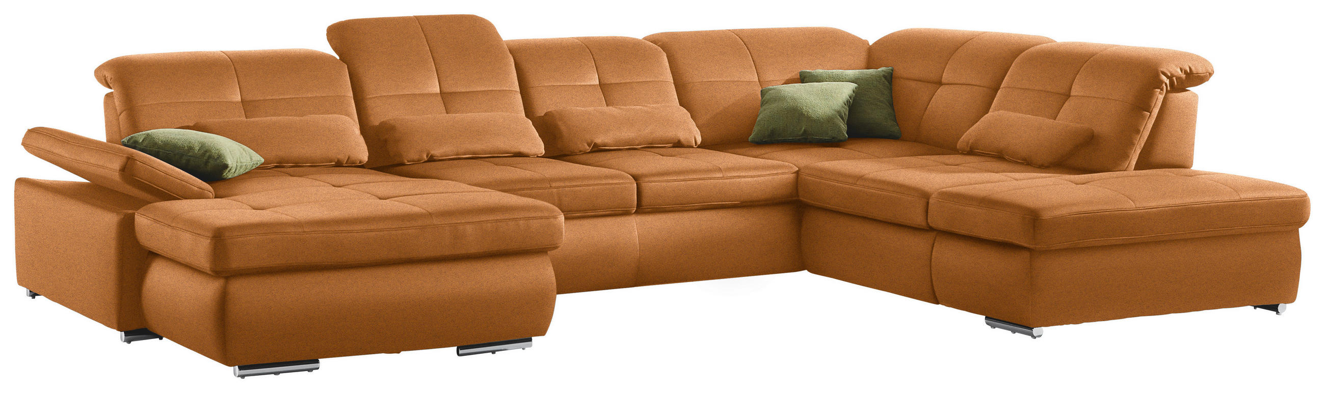 WOHNLANDSCHAFT in Mikrofaser Orange  - Chromfarben/Orange, Design, Textil (195/371/260cm) - Beldomo Style