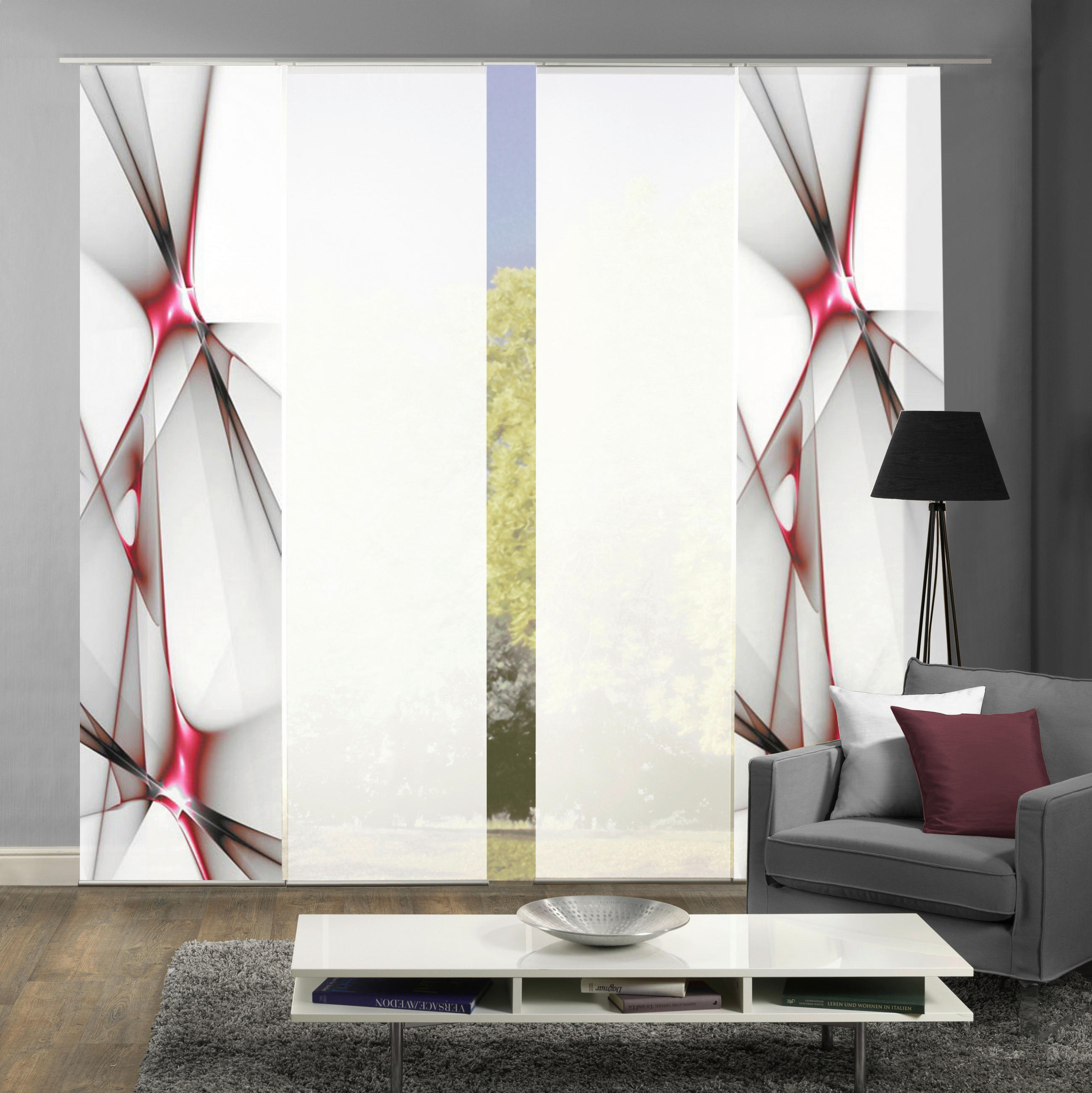 FLÄCHENVORHANG FRANKLIN, 4-TLG  4 Stück    60/245 cm  - Rot, Basics, Textil (60/245cm)
