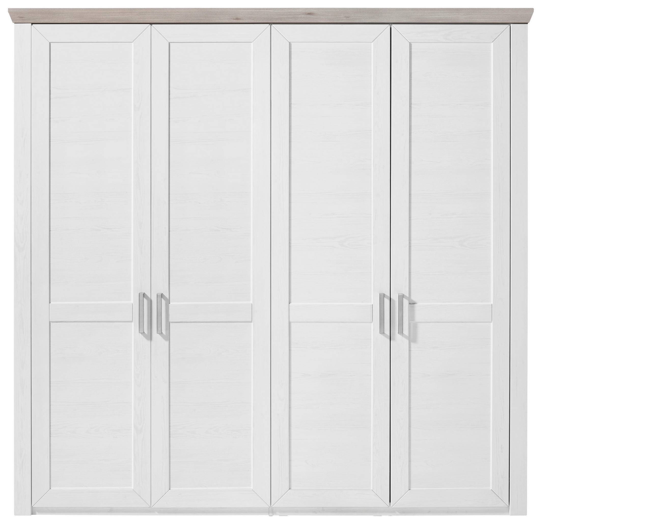 DREHTÜRENSCHRANK 215/207/60 cm 4-türig Weiß  - Silberfarben/Weiß, Design, Holzwerkstoff/Metall (215/207/60cm) - SetOne by Musterring